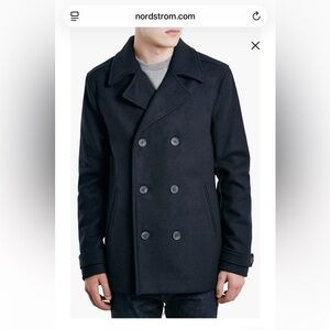 Topman S Men’s Navy Double-Breasted Peacoat